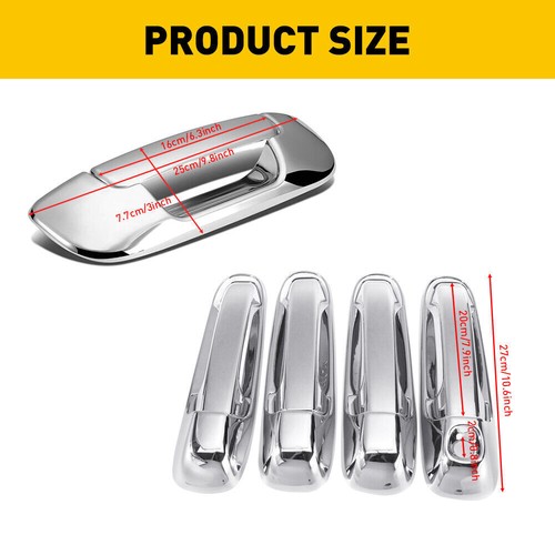 For 2002-2008 Dodge Ram 1500 2500 3500 Chrome 4 Door Handle + Tailgate Covers - Picture 9 of 11