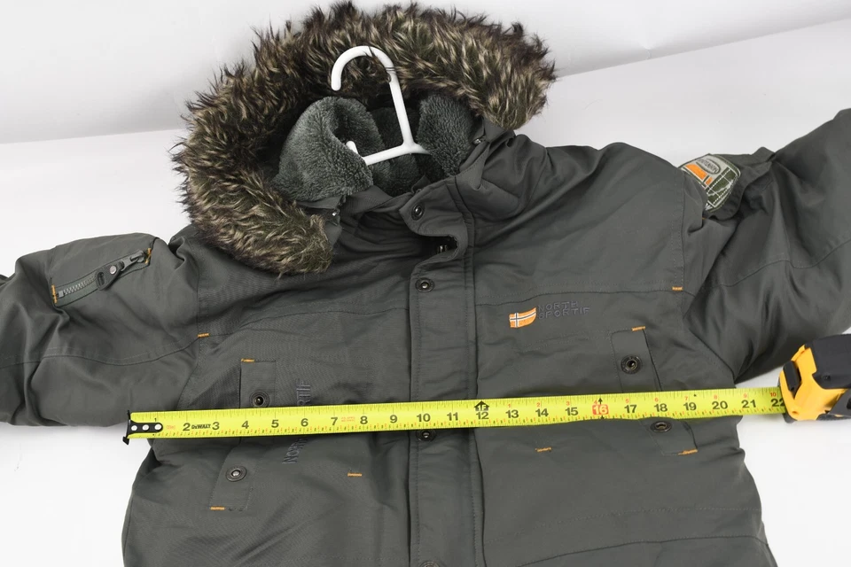 North Sportif Boys Winter Full Zip Hooded Faux Fur Trim Jacket Size 16/18 - Image 3 of 4