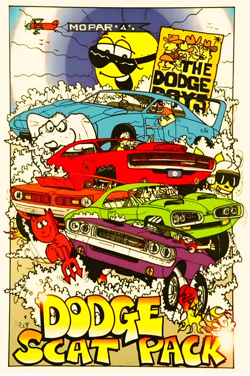 Vintage Reproduction Racing Poster Dodge Scat Pack 2nd Gen