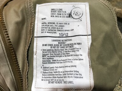 US NAVY PARKA GORE-TEX JACKET CAMO NWU GREEN TYPE III NSN 8415-01