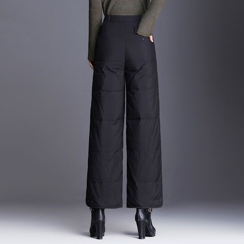 Winter Women Windproof Puffer Trousers Casual Padded Quilted Wide Leg Pants Warm - Picture 4 of 7