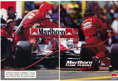 90s Marlboro × TEAM PENSKE マルボロ vintage 1995 Marlboro Cigarettes Team Penske Racing Pit Crew Vintage Print