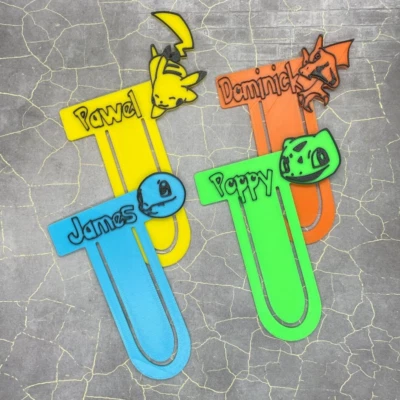 SPARROW SALE Personalised Name Bookmark Pokemon Inspired Cute Kids School Xmas Gift