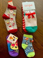 5ct Misc Christmas Kids Socks 7-8, 5-8, 5-6, 6-8 Stocking Stuffers Santa