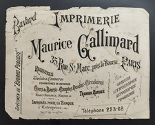 Imprimerie Maurice Gallimard - Buvard publicitaire – Paris - Rue St Marc