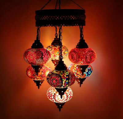 Türkisch Marokkanischer Stil Handarbeit Mosaik Anhänger Deckenlampe Kronleuchter, kostenlose LED
