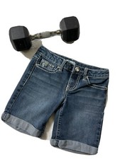 MUDD Girls Bermuda Jean Shorts Size 10 Dark Wash Denim i130