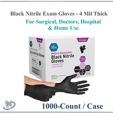 Exam Black Nitrile Medical Spa Gloves Powder & Latex Free Disposable 4 ml 1000Cs