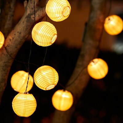 Ikea Solvinden 12 outdoor led lights battery powered Yellow balls 304.530.52 NEW