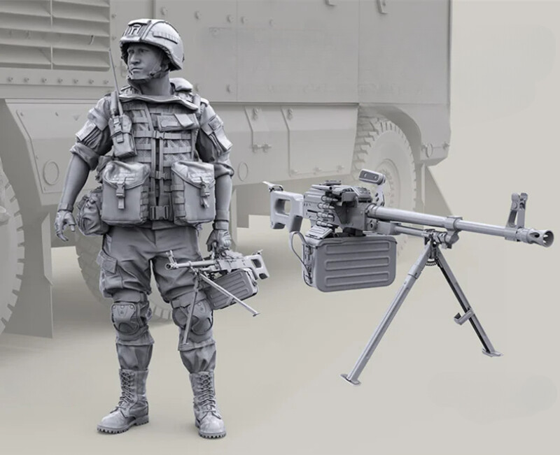Maquette Hobby Fan 1/35 - Tireur Mitrailleuse US M18, Figurine Résine, WW2