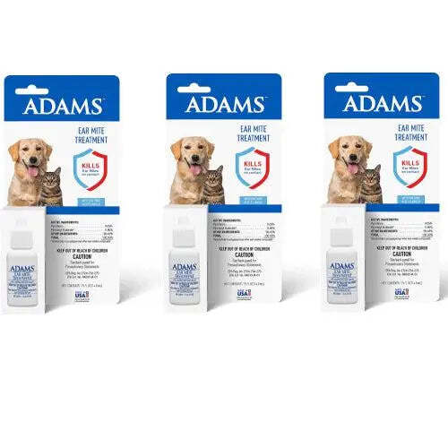 Adams Floh und Zecken Ohrmilben Behandlung Haustierpflege, 0,5 Unzen 3er Pack - Bild 1 von 8