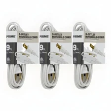 PRIME (3-Pack) 9ft 3-Outlet Extension Cord Cable White, Household SPT-2 16/2