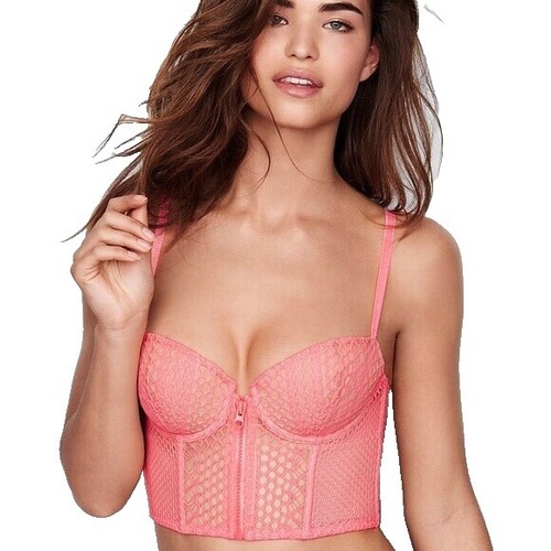 VICTORIAS SECRET Vintage 32C Satin Lace Padded Demi Plunge Gold