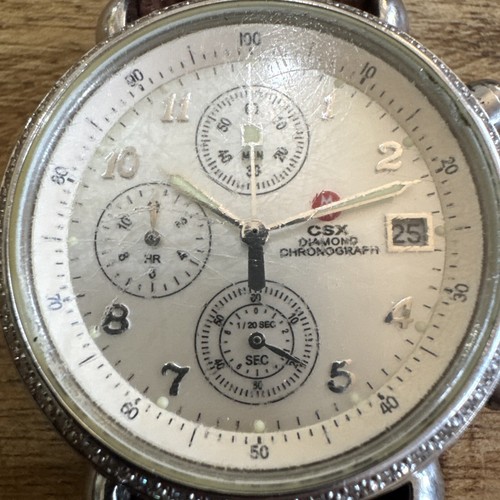 MICHELE Sidney Diamond 38mm Stainless Steel Case, Leather Strap A203 - Picture 5 of 10