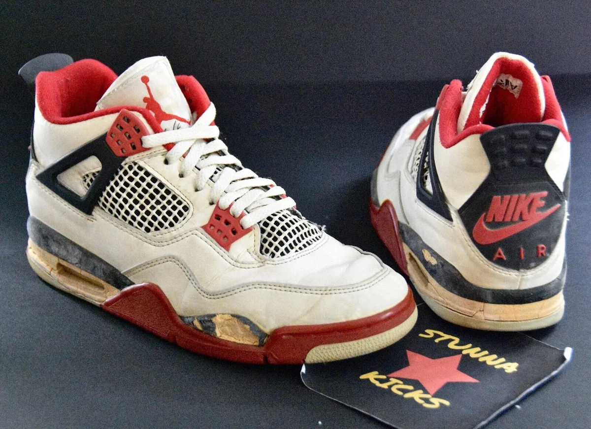 ORIGINAL 1989 Nike Air Jordan 4 FIRE RED size 7.5 RARE metallic kaws bred unc