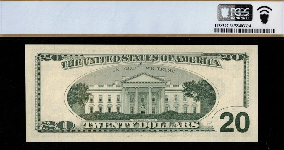 1996 $20 FRN AB53535353G 2 DIGIT REPEATER P.C.G.S #66PPQ - Image 2 of 3