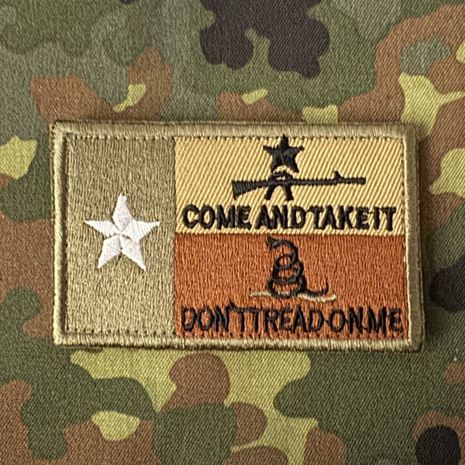 TEXAS GONZALES GADSDEN FLAG Embroidered MORALE Patch Hook/Loop 2A RKBA