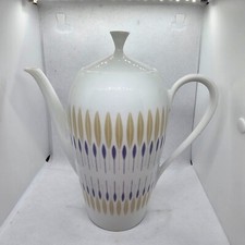 Winterling Bavaria Porcelain Coffee Pot & Lid 19cm Tall Leaf/Feather Design