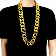 1PC Men Exaggerated Necklace Punk Thick Chain Necklace Plastic Gold Necklace