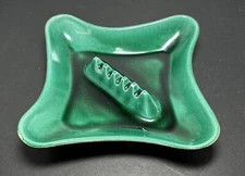 Vintage Pottery Ashtray 4 Pointed Ends-USA 700 on the Back, Green  