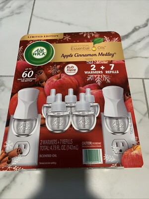 AIR WICK Apple Cinnamon Medley,  7 Scented Essential Oil Refills & 2 Warmers