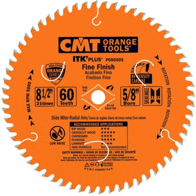 CMT P08060S ITK Plus Finish Sliding Compound Miter Saw Blade, 8-1/2 x 60 Teeth,