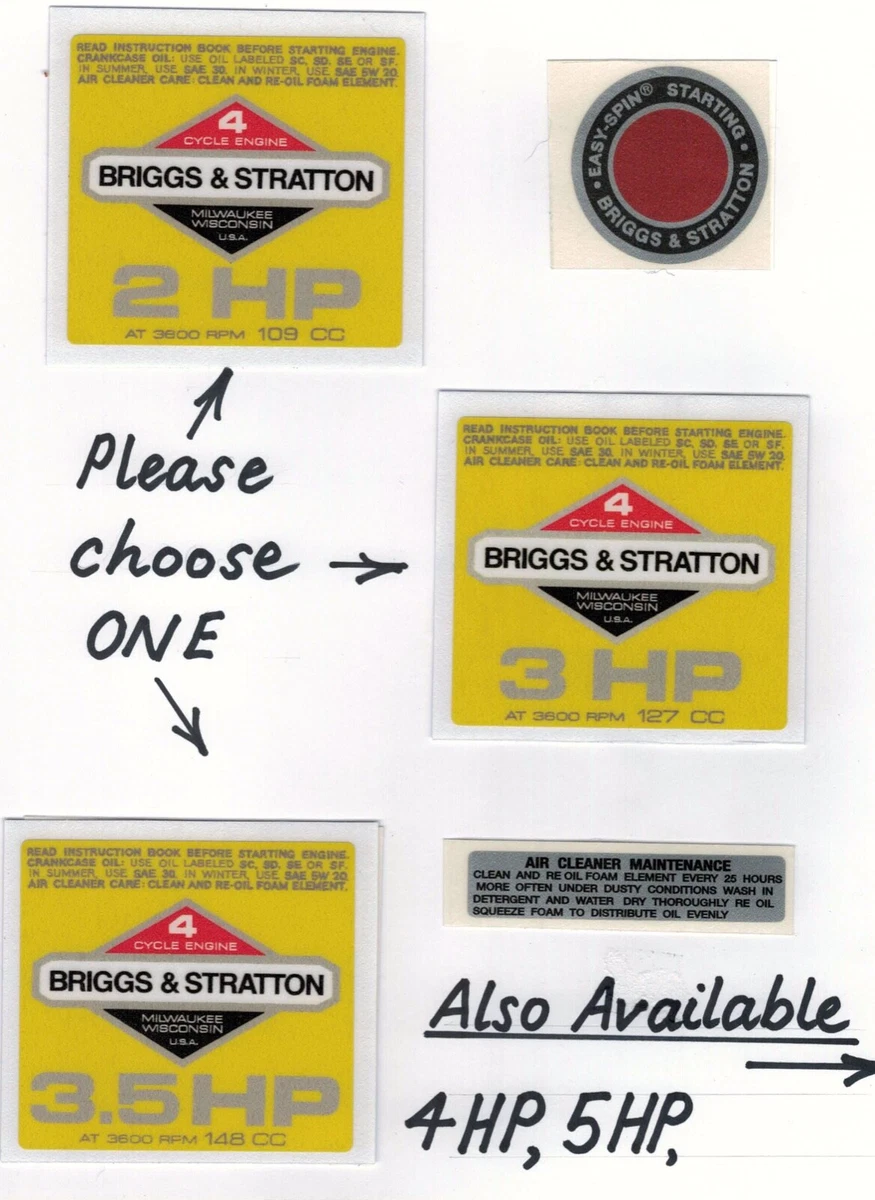 Briggs & Stratton Early Engine Decals Y & Z Yellow Diamond Shape Set Of 2 - Foto 3
