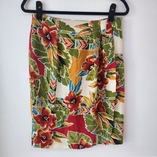 Vintage 100 Silk Tropical Hawaiian Floral Knee-Length Skirt SK  Company 14