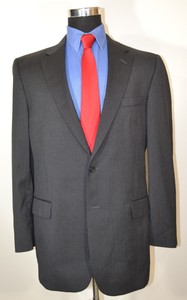 Jos-A-Bank-43L-Sport-Coat-Blazer-Suit-Jacket-Dark-Gray-Solid-Wool