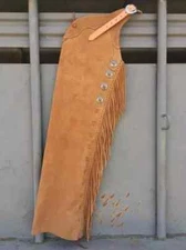 Leather Chinks Handmade Cowboy Suede Leather Chaps, Custom Chinks For Unisex