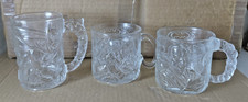 Vintage 1995 Batman Forever Mcdonald's Glass Mugs set 3 DC Comics Embossed