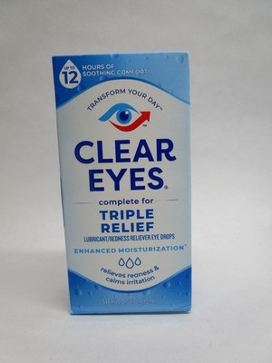 Clear Eyes Triple Relief Eye Drops, 0.5/oz (15ml) Exp: 05/26