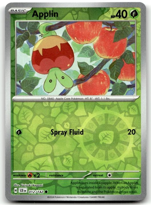 Applin 12/142 Common Stellar Crown Pokemon Reverse Holo Lightly Played