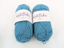 2 Skeins Knit Picks CotLin Yarn  Surf Blue DK Cotton Linen