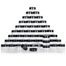 100 Pcs 20g Sample Empty Containers Clear Cosmetic Jars with Lids Plastic