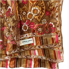 Adrienne Landau Studio 100% Silk Scarf Floral Paisley Striped 10.5 Wide 52 Long