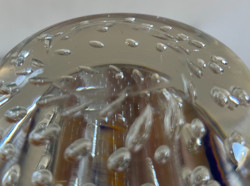 Fermacarte in vetro di Murano millefiori e con inclusioni di bolle Ottimo - Foto 3 di 6