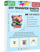 DTF Transfer Film Sheets A4 8.3 X 11.7 Inch  Premium Hot  Cold Peel  Double
