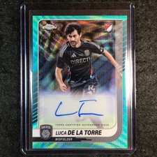 2025 Topps Chrome MLS LUCA DE LA TORRE Chrome Auto Aqua Wave 141/199