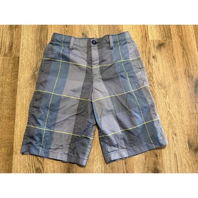 Under Armour Plaid Shorts Boys Medium Blue Youth Loose Fit Excellent Used