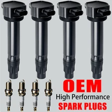 4X OEM Ignition Coil & Iridium Spark Plug For Dodge Caliber Jeep Compass 2.0/2.4