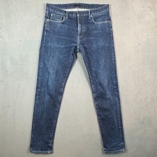 Uniqlo Selvedge Jeans Mens 33x32 Japanese Denim Slim Straight Dark Wash Stretch
