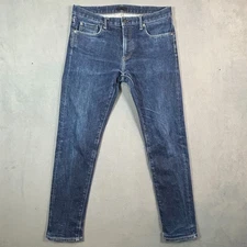 Uniqlo Selvedge Jeans Mens 33x32 Japanese Denim Slim Straight  Dark Wash Stretch