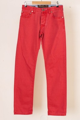 JACOB COHEN Herren Jeans Type 688 Rot Tailored Größe 31 Handmade  13686