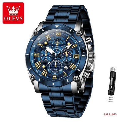 OLEVS Men s Watch, Big Dial, Chronograph, Quartz, Multi Dial, Moon Phase Display
