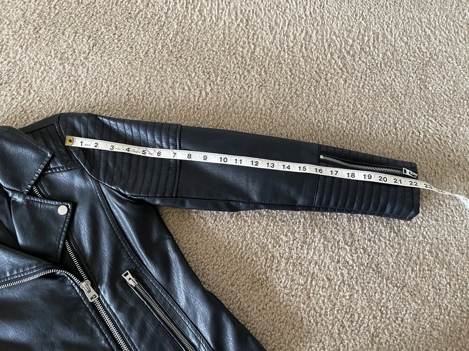 Topshop Moto Jacket Women's Size 0 XS 100%  Polyester Faux Leather - Image 4 of 4