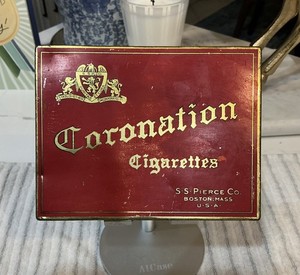 VTG. RARE Coronation Cigarettes Case  S. S. Pierce Boston MA  FREE SHIPPING