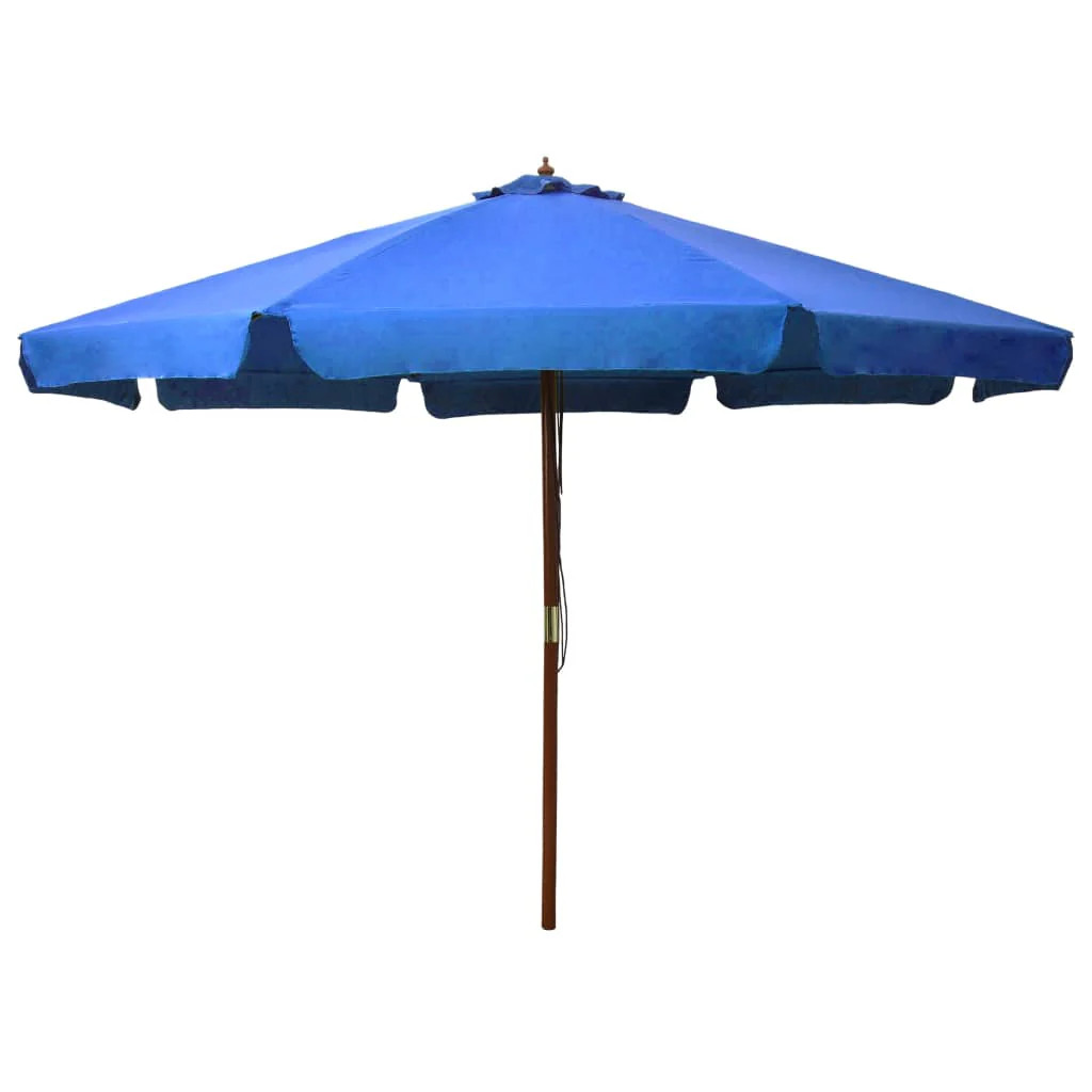 Parasol bois 330 cm bleu Helloshop26 grand parasol de jardin octogonal pour terrasse