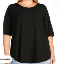 Time and Tru Women's Crewneck Tunic Tee, Black Size  XXL (20)