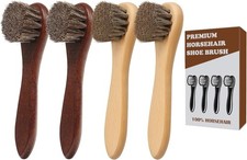 4-Piece 100 Horse Hair Shoe Brush Kit Premium Dauber Applicators Leather Care C